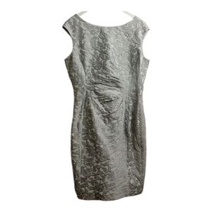 Ralph Lauren Silver Matelasse Brocade Vintage Cocktail Dress- Size: 12